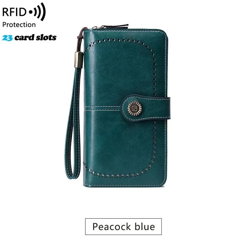 Высокое качество женский кошелек RFID противоугонные кожаные кошельки для женщин длинная молния большой женский клатч женский кошелек держатель для карт