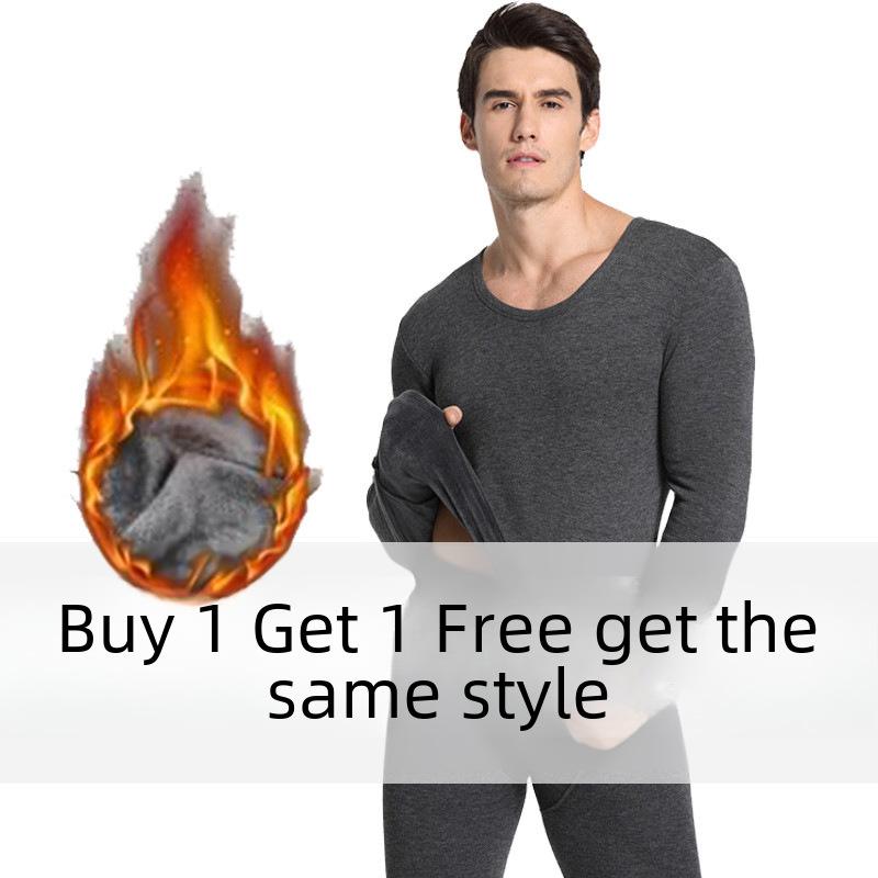 Men's Thermal Underwear Set: Buy One Get One Free. Autumn/Winter Cold-Proof, Includes 2 Sets with Velvet Lining.