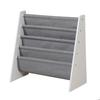 GINGER HOME – Étagère Bibliothèque Enfant 4 Compartiments, Meuble de Rangement Livres et Jouets, Blanc/Gris