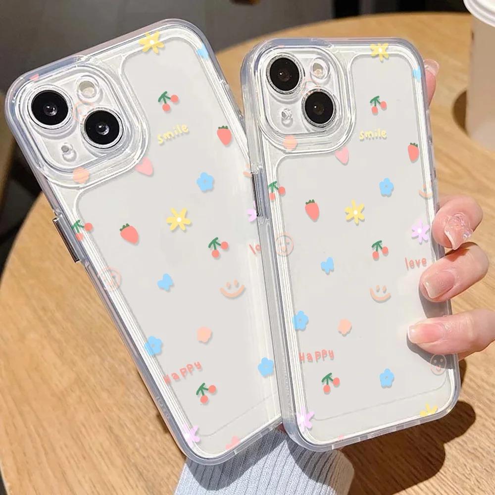 Прозрачный Мягкий Ударопрочный Чехол Для iPhone 17 16 13 12 11 14 15 Pro Max 14 15 16 Plus 16E 17 Air Милый Цветочный Силиконовый Бампер