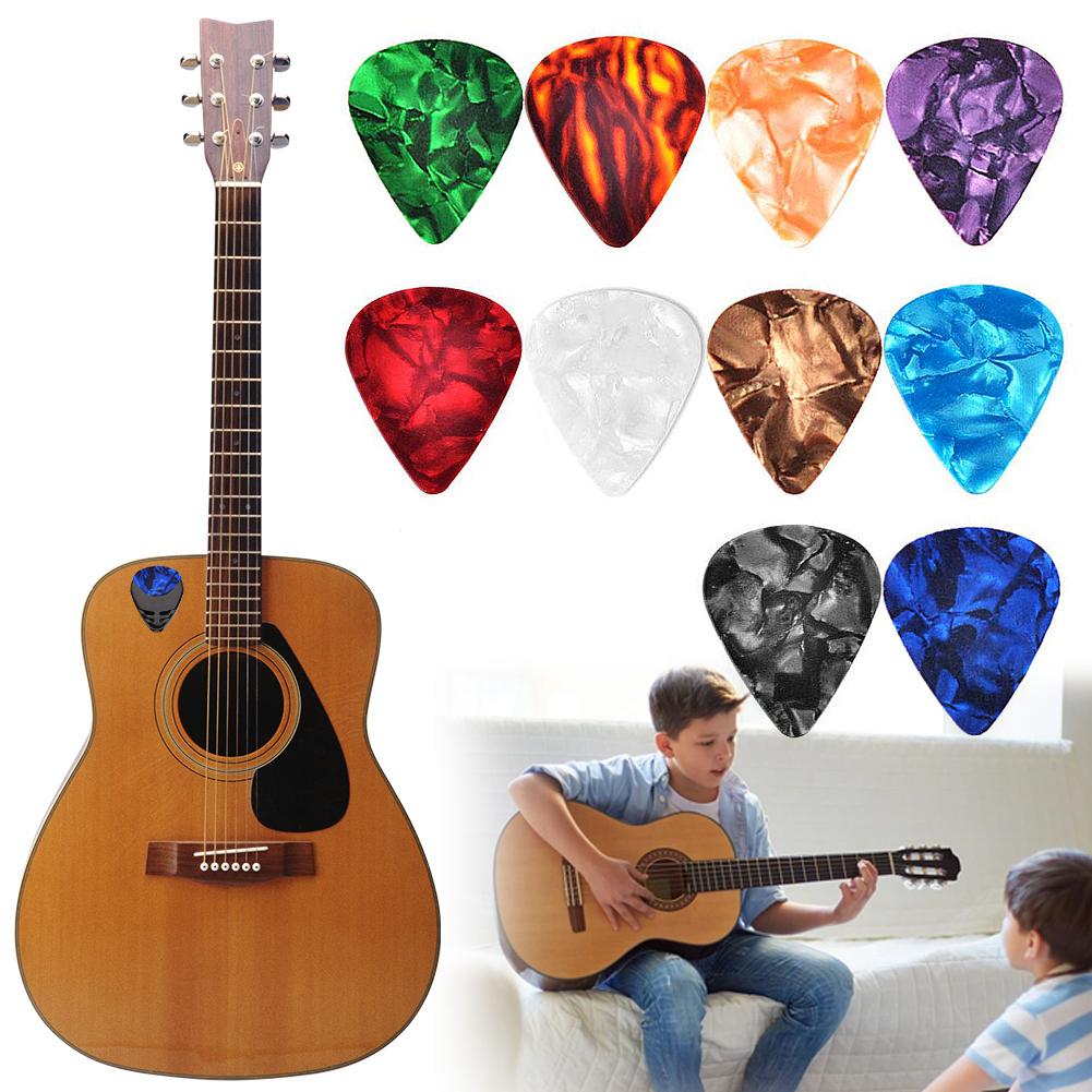 10 Pieces Multicolor Guitar Picks Celluloid Premium Plastic Guitar Picks with Pick Holder 0.46/0.71/0.96mm Guitar Accessories