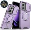 Funda For OPPO Reno 13F 5G Case Armor Slide Camera Lens Protection Back Cover Reno13F Reno13 F 4G Ring Holder Shockproof Coque
