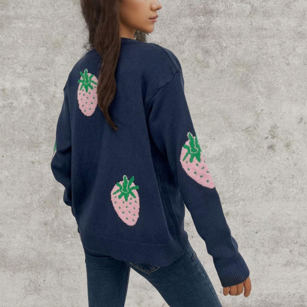 Женский теплый вязаный свитер с V-образным вырезом, пуловер, джемпер с длинным рукавом, вязаный жаккардовый свитер с пуговицами, кардиган, верхняя одежда