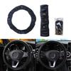1 шт. Защитный чехол для рулевого колеса салона автомобиля, высококачественный черный 37-38 см, износостойкий кожаный чехол для рулевого колеса автомобиля