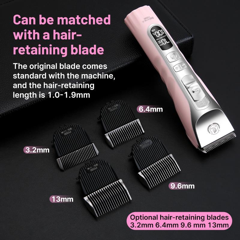 Машинка для стрижки шерсти собак Fenice Sakura Pink, беспроводная, с ЖК-экраном, емкость аккумулятора 5000 мАч, набор для груминга домашних животных, перезаряжаемая бритва