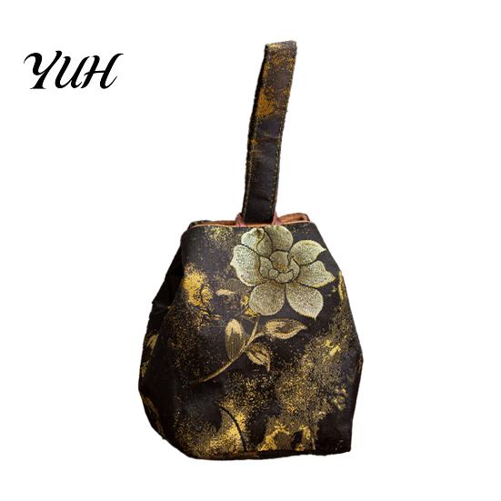 Multi Use Fabric Bag Chinese Style Brocade Storage Bag, Bracelet Jewelry & Tea Accessories Handbag Handbag, Portable Mini Organizer Pouch with Elegant