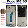 Пластиковая рамка дисплея для Xiaomi Poco M6 M6 Pro 4G 5G, средняя рамка, держатель, крышка с кнопками громкости, запасные части для ремонта