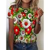 Many Flowers Print Crew Neck T-Shirt, Casual Short Sleeve Top For Spring & Summer, Women's Clothing