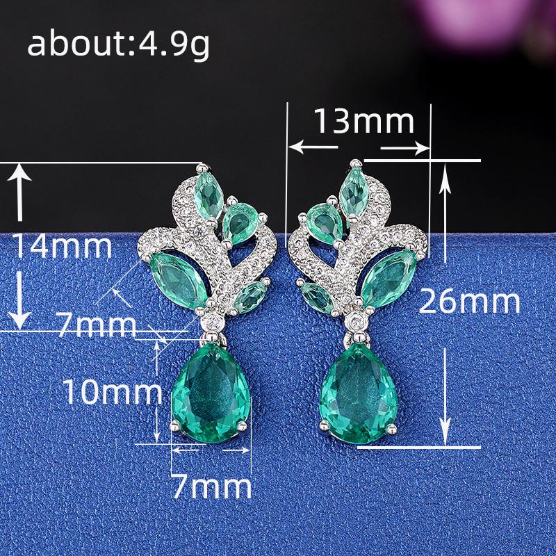 Huitan Gorgeous Green CZ Dangle Earrings for Women New Trendy Wedding Engagement Female Earrings Elegant Accessories Fancy Gift