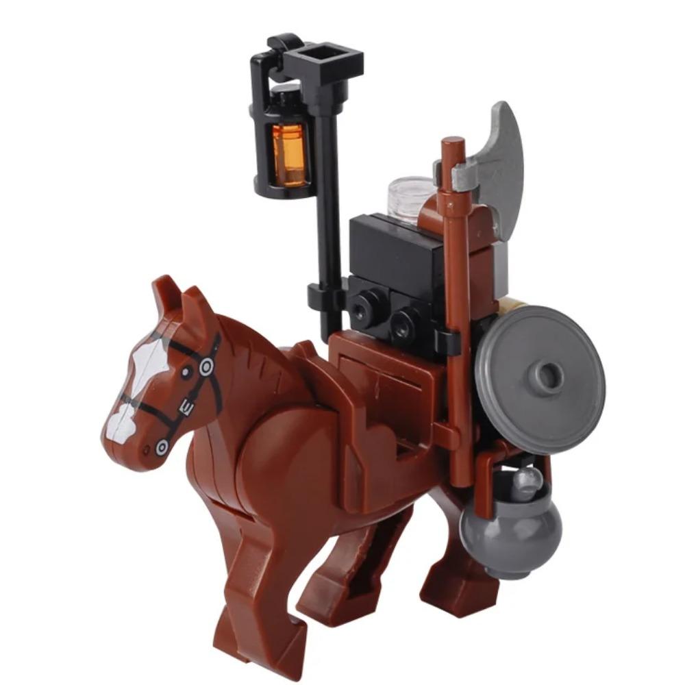 Военные Средневековые Строительные Блоки Фигурки Солдат Рыцарская Экипировка Аксессуары для Животных Маунт Броня Боевой Конь Мини Кирпичики MOC