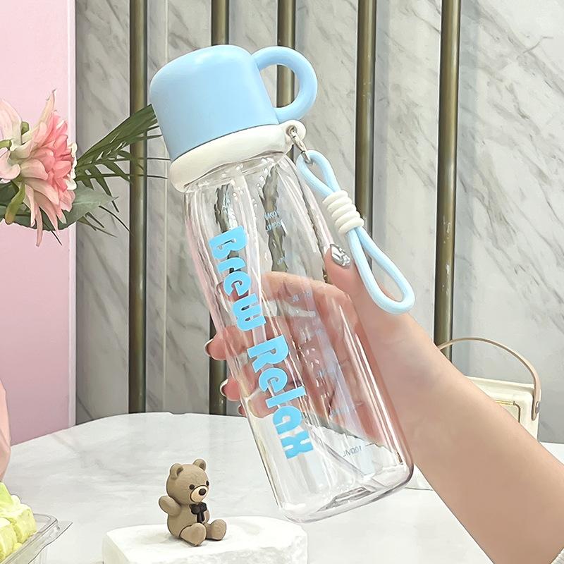 Бутылка для воды новая милая плавающая пластиковая кружка для воды студент высокая ценность с веревкой стакан с соломинкой дофамин летний спортивный стакан для воды