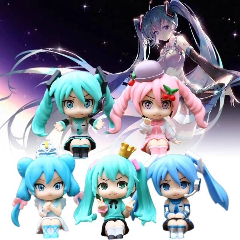 Miku Hatsune 5pcs Q Version Model Toy Cartoon Children Cake Baking Decoration