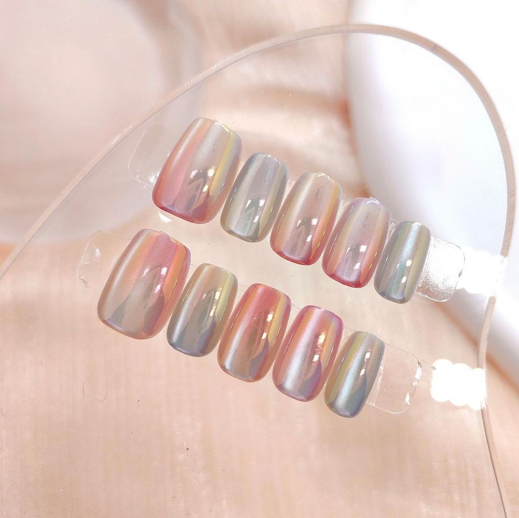 Gradients Cat Eyes Press on Nails Lightweight and Easy to Stick Fake Nail for Hot Girl Dress Matching