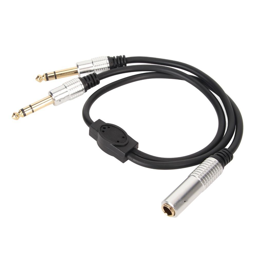 Plug and Play 6.35mm 1 to 2 Y Splitter Cable Speaker Y Extension Cable Amplifier Use