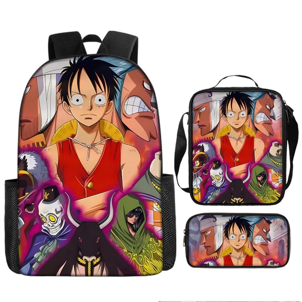 Анимация ONE PIECE школьный рюкзак из трех частей игровой периферийный рюкзак большой вместимости для ученика средней школы для улицы, кампуса, сумка для компьютера