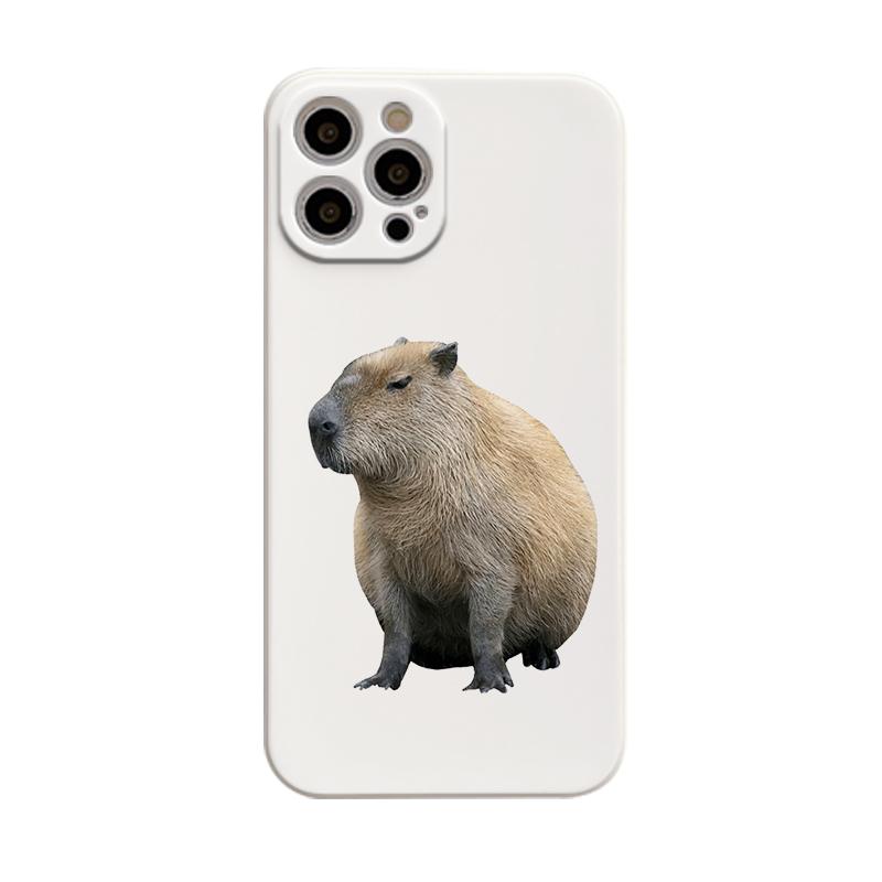 Чехол для телефона с милым мультяшным капибарой и прямым краем для Apple iPhone 14 11 12 13 Pro Max Mini X XS XR 7 8 Plus SE2