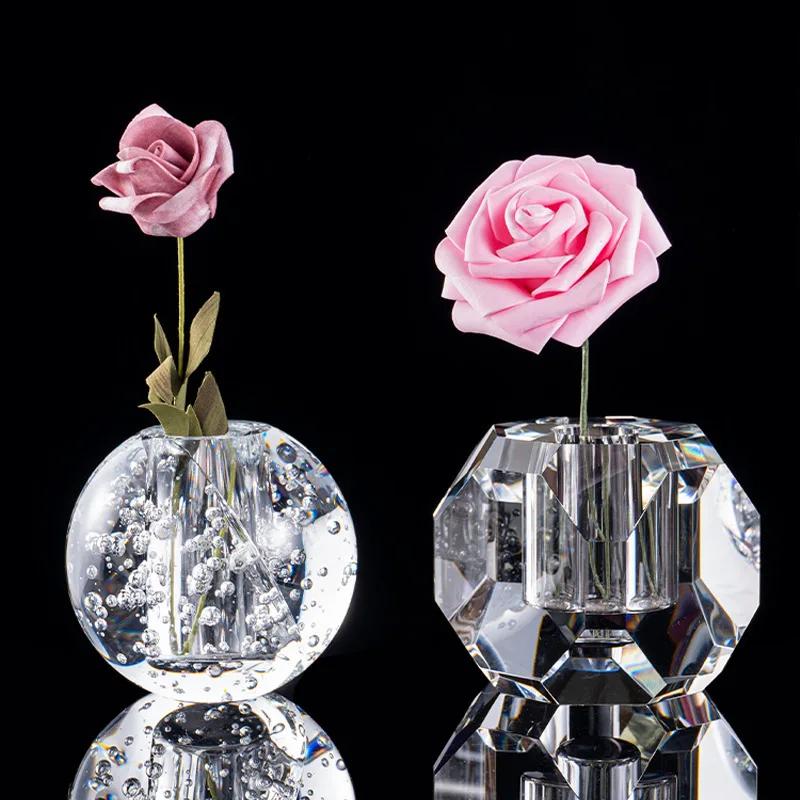 High End Crystal Glass Vase Light Luxury Home Decore Bubble Ball Terrarium Ikebana Vase Nordic Decoration Home Accessories Vases