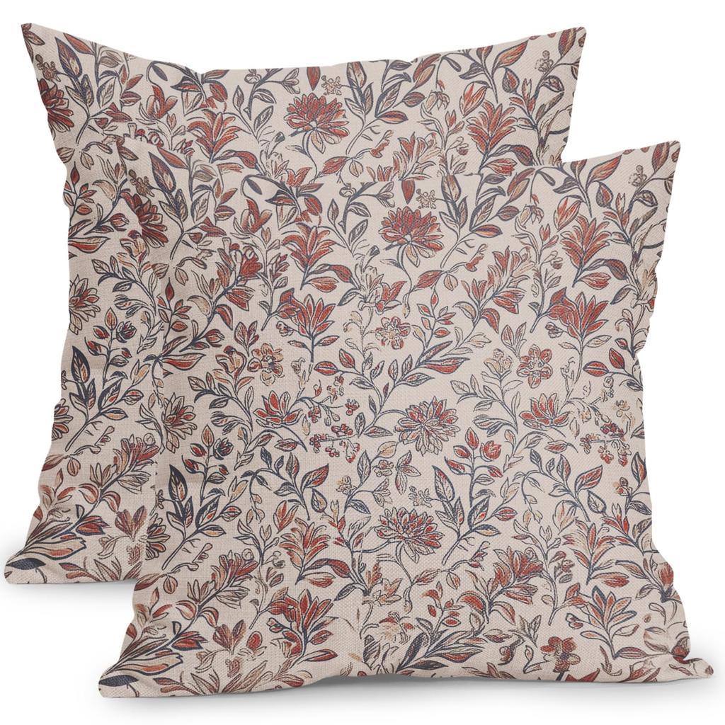 Retro embossed floral pillowcase 20*20inches decorative pillowcase for living room sofa Red 2-piece set