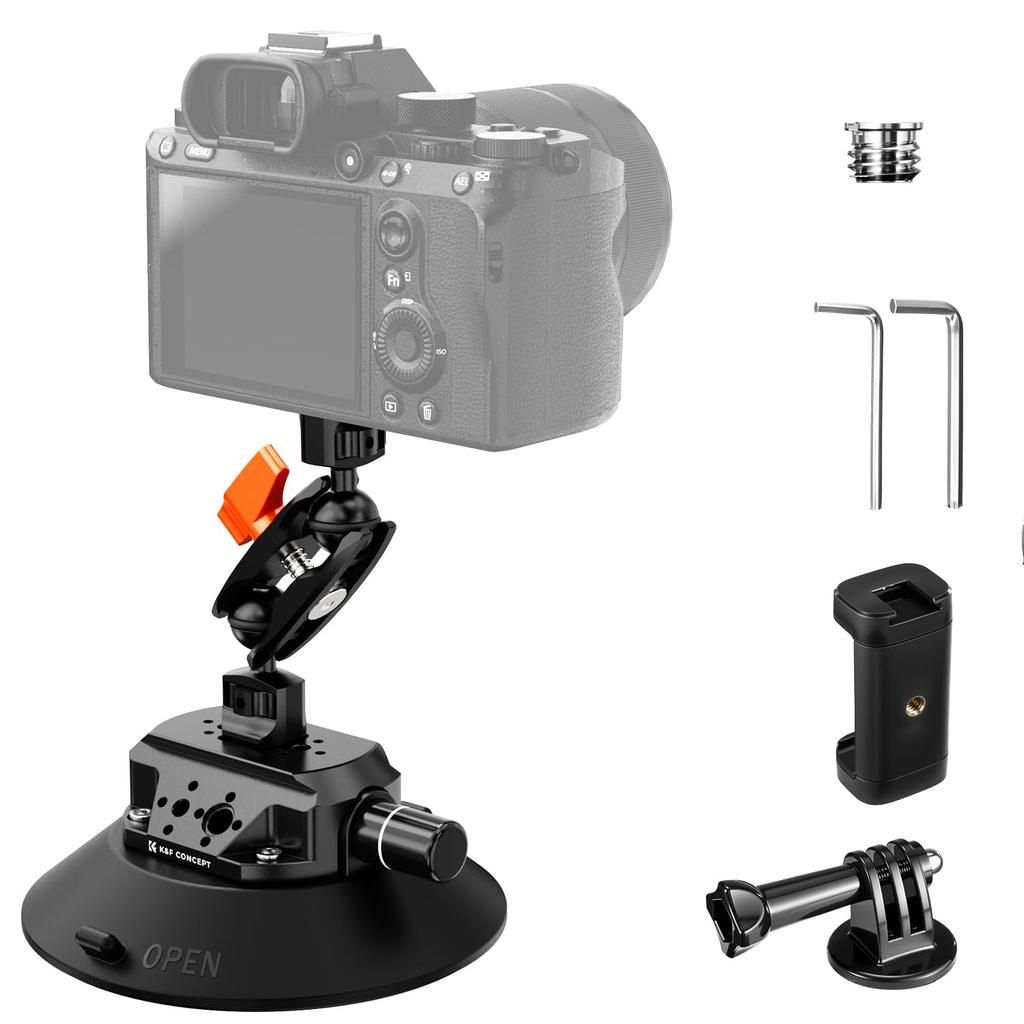 Concept Car Suction Cup Camera Mount with Magic Compatible with ARRI and Quick Release Car Mount for and Easy Ideal for DSLR and Action Camera Video