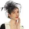 Fascinator Hat Sheer Mesh Large Flower Veil Retro Elegant Photo Prop Hair Accessory Women Wedding Cocktail Tea Party Bridal Cap Party Wear