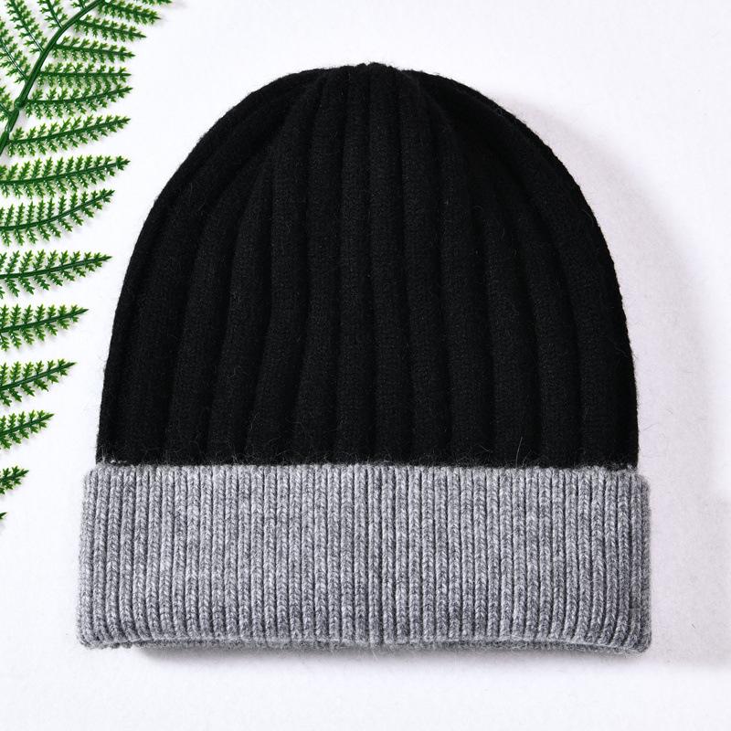Autumn and winter new rabbit velvet splicing soft and comfortable men's and women's warm wool hats soft waxy knitted hats