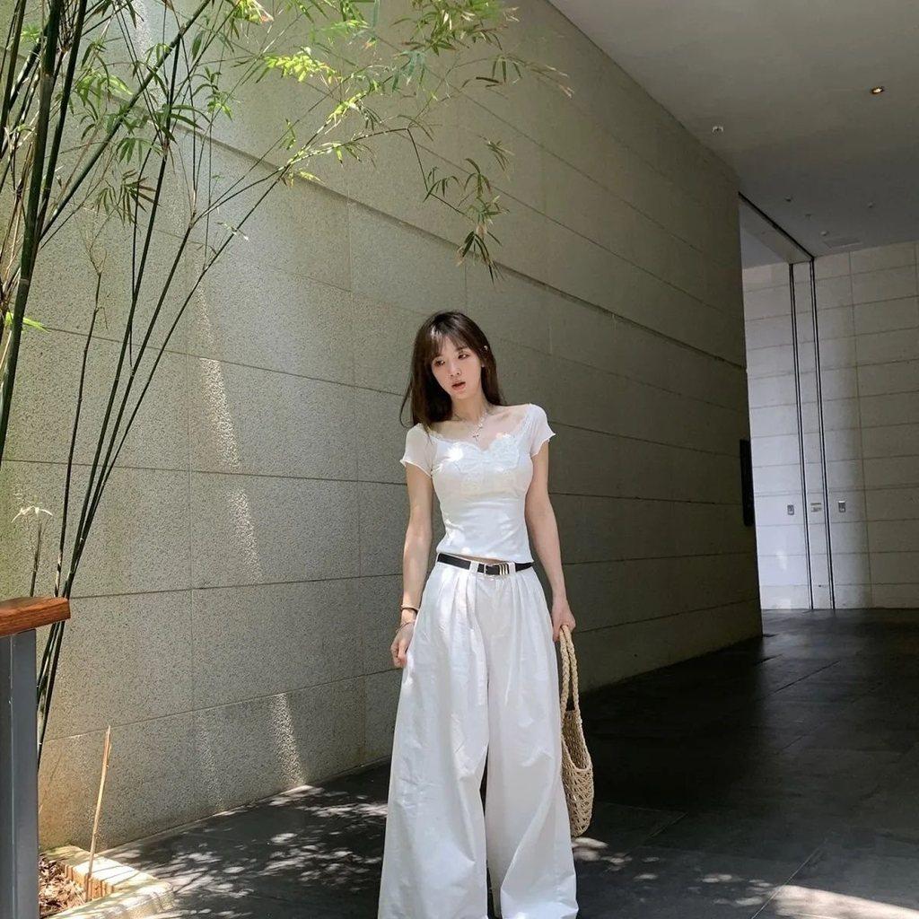 T Shirt With Lace Butterfly Bow Summer Womens White Oversize Designer Cotton
