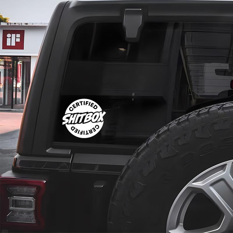 “SHITBOX CERTIFIED”stickers,Durable & Weather-Resistant Vehicle Accessory,Perfect for Adding a Touch of Humor to Your Car!