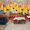 6Pcs Pencil Hanging Honeycomb with Lanyard Ceiling Party Ornaments Easy To Install Back-to-School Classroom Decorations