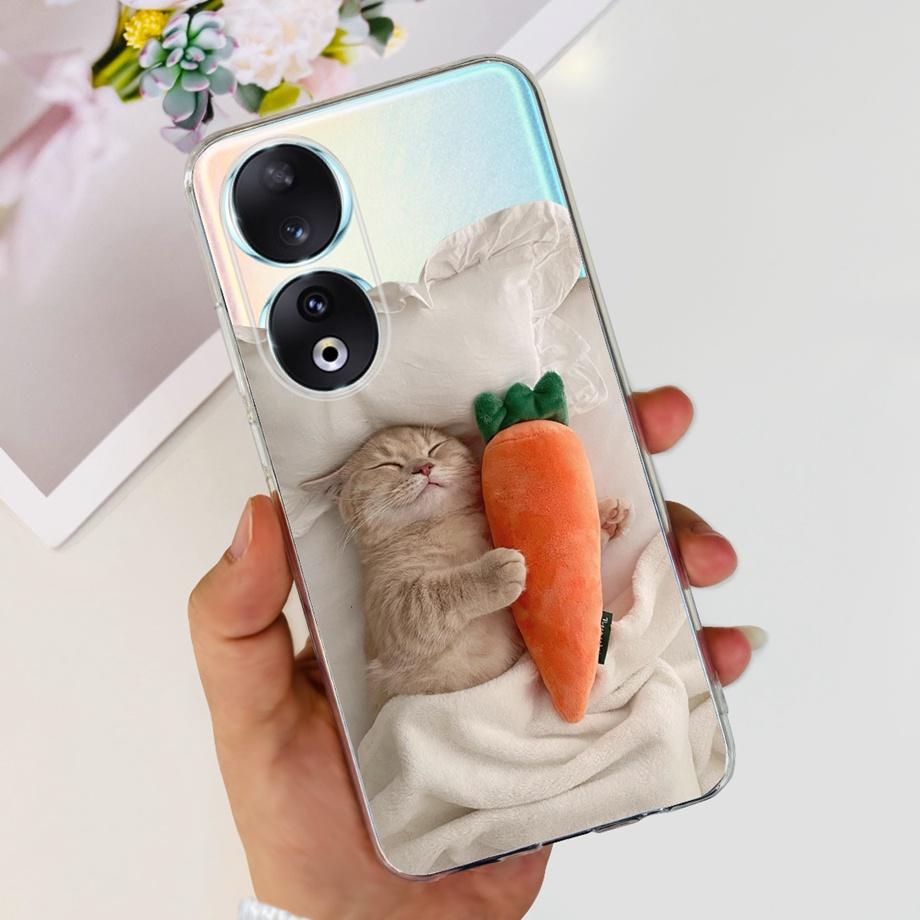 Для Honor 90 / Honor 90 Lite 90 Pro 90 Умный Чехол Роскошный Стильный Мягкий Силиконовый Чехол Красивый Цветок Вишни Fundas Прозрачный Capa