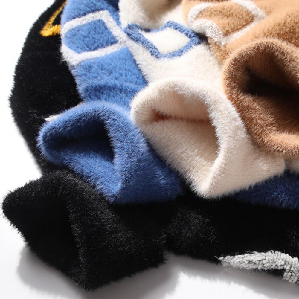 Свитера мужские 2024 Зима Письменный Узор Толстый свитер мужской студенческий молодежный свитер осень мужские шерстяные пуловеры размер M-3XL