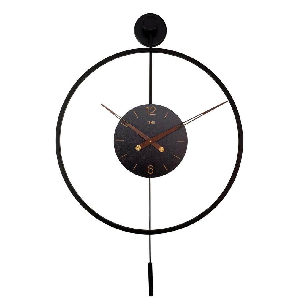 Испанский свет Роскошные простые настенные часы: Креативный дизайн железного кольца с модной функцией качания для домашнего декора.