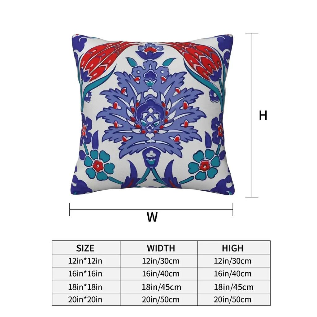 Oriental Tile Floral Pattern 2 Pcs Square Pillowcase Pillow Cover Zip Decorative Comfort Throw Pillow For Home Living Room