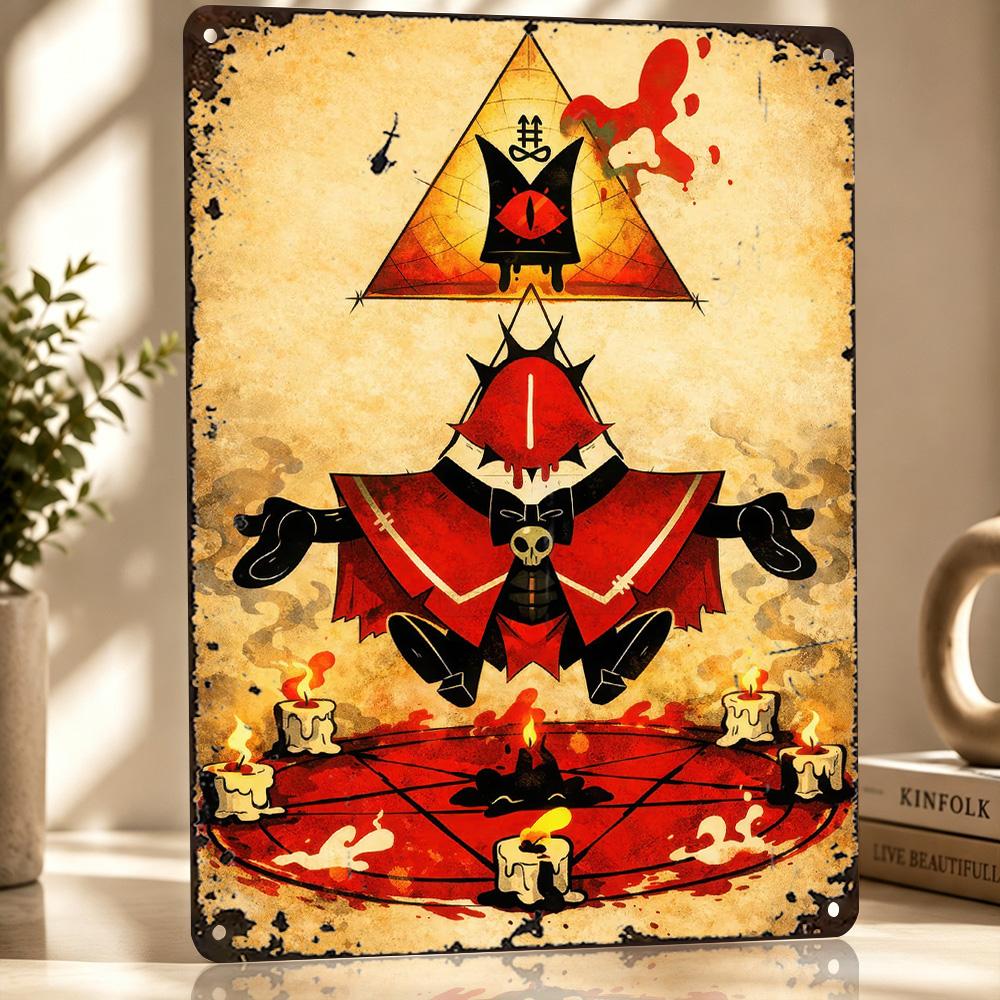 Cult of the Lamb Demonic Ritual D Texture Printed Poster Custom Vintage Metal Tin Plate Sign for Wall Art Funny Signs Wand Deko