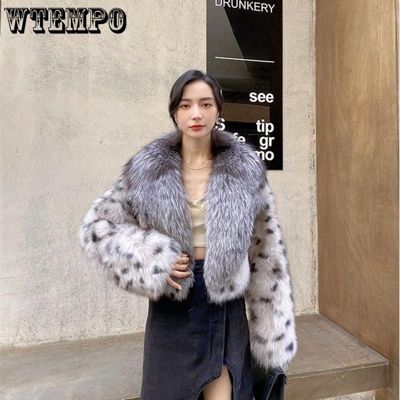 Осенне-зимняя шуба из искусственного меха лисы, женская короткая, цвета серебристой лисы, с воротником из шерсти