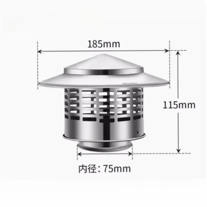 Stainless Steel Ultralight Chimney Rain Cap 75/110/160/200mm for Exterior Wall Roof Pipe Air Exhaust Vent Hood