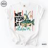 Comfort Colors® Vintage Frog Fishing Shirt, We Fish At Dawn Tee, Bass Angler Tshirt, Retro Fisherman Gift, Lake Life Tee, Funny Dad T-Shirt