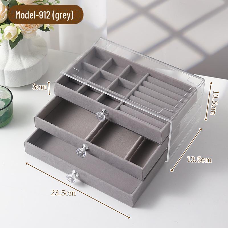 Бархатная шкатулка для украшений с антиокислительным покрытием, прозрачное акриловое хранилище для сережек, ожерелий и колец