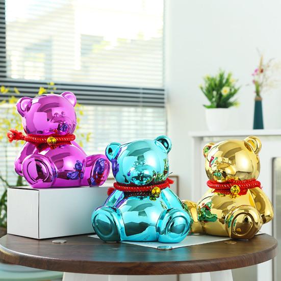 Гальванический медведь-копилка, сидящий медведь, монета, копилка, домашний офис, книжная полка, украшение для рабочего стола, украшение для детей и взрослых, подарок