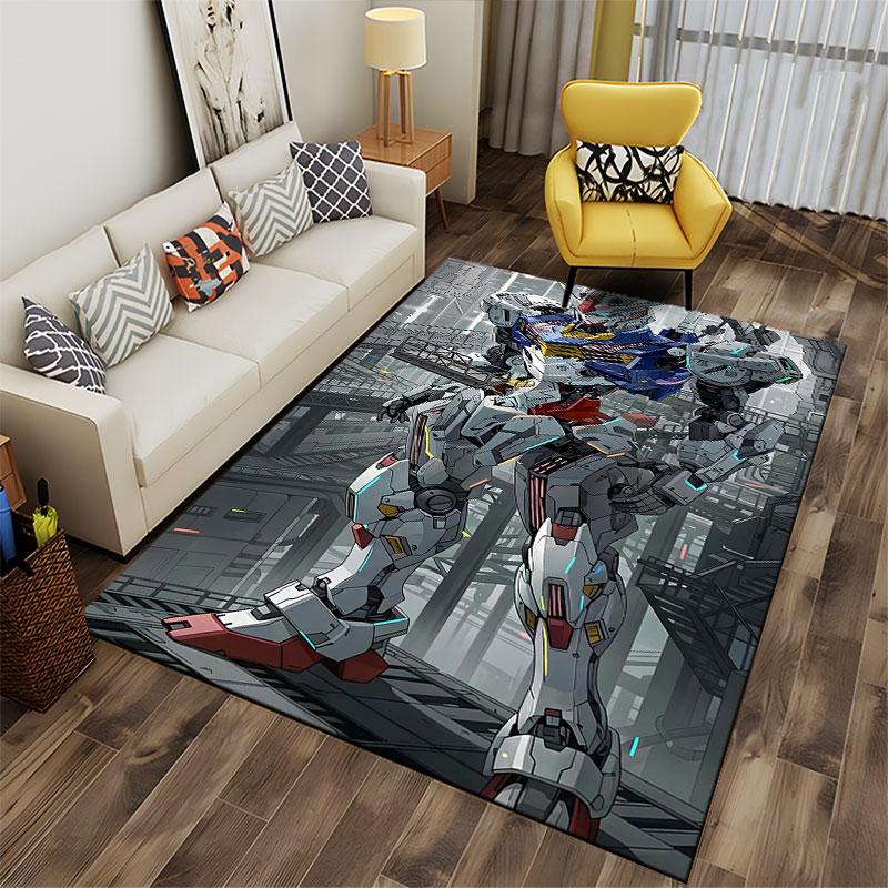 Giant Mecha Robot in Futuristic City suitable as a non-slip mat for the living room or bedroom sofa