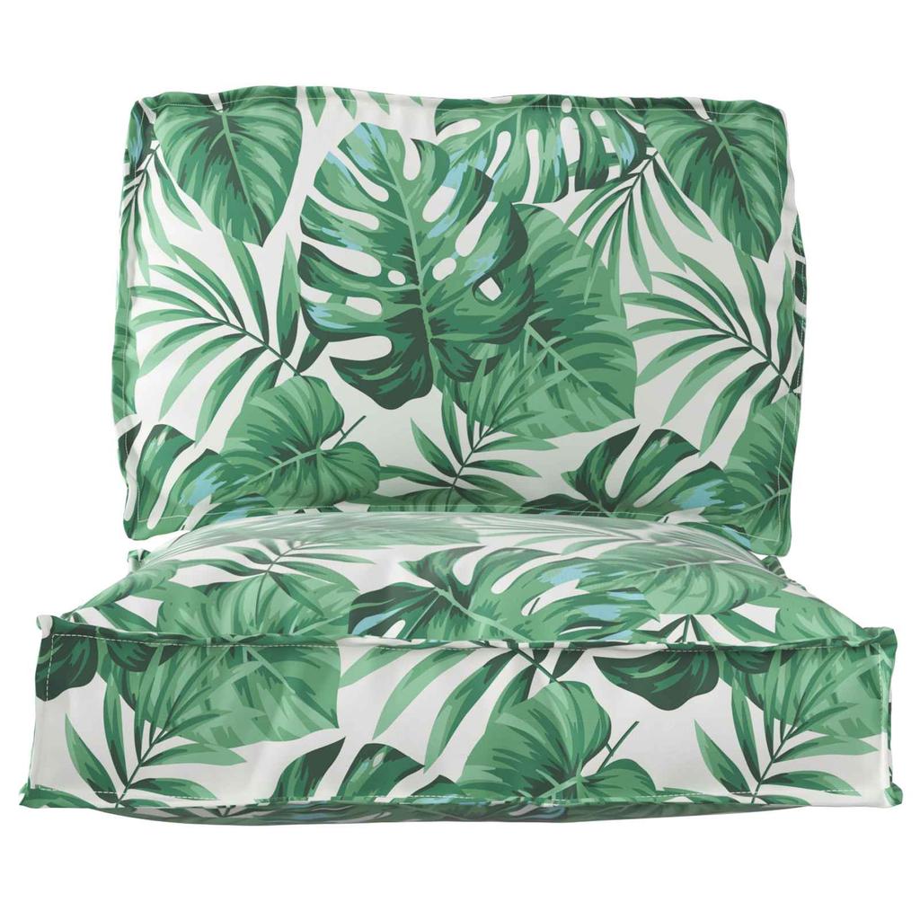 Pallet Cushion Set Floral 2 pcs Green Leaf Pattern Oxford Fabric