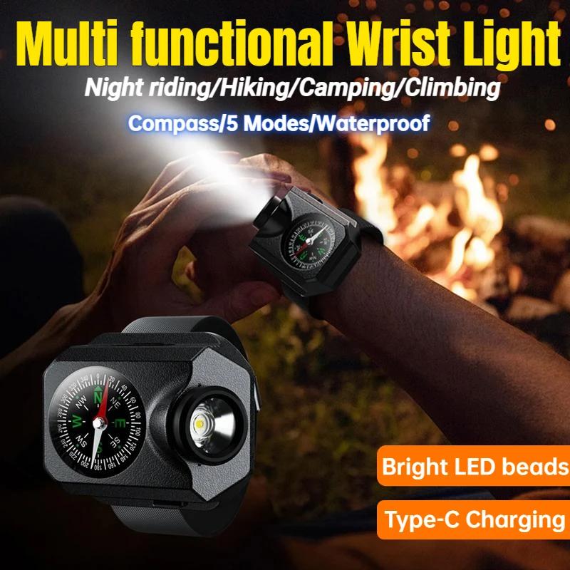 1000LM светодиодный наручный фонарь для наручных часов с компасом перезаряжаемый водонепроницаемый фонарь для кемпинга и бега на открытом воздухе