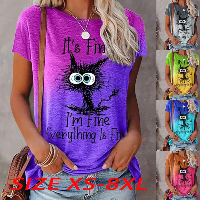 Fashion Women Black Carbon Hairball T Shirt Funny Casual O-neck Short Sleeves T-shirt Summer Female Tee Shirt for Women