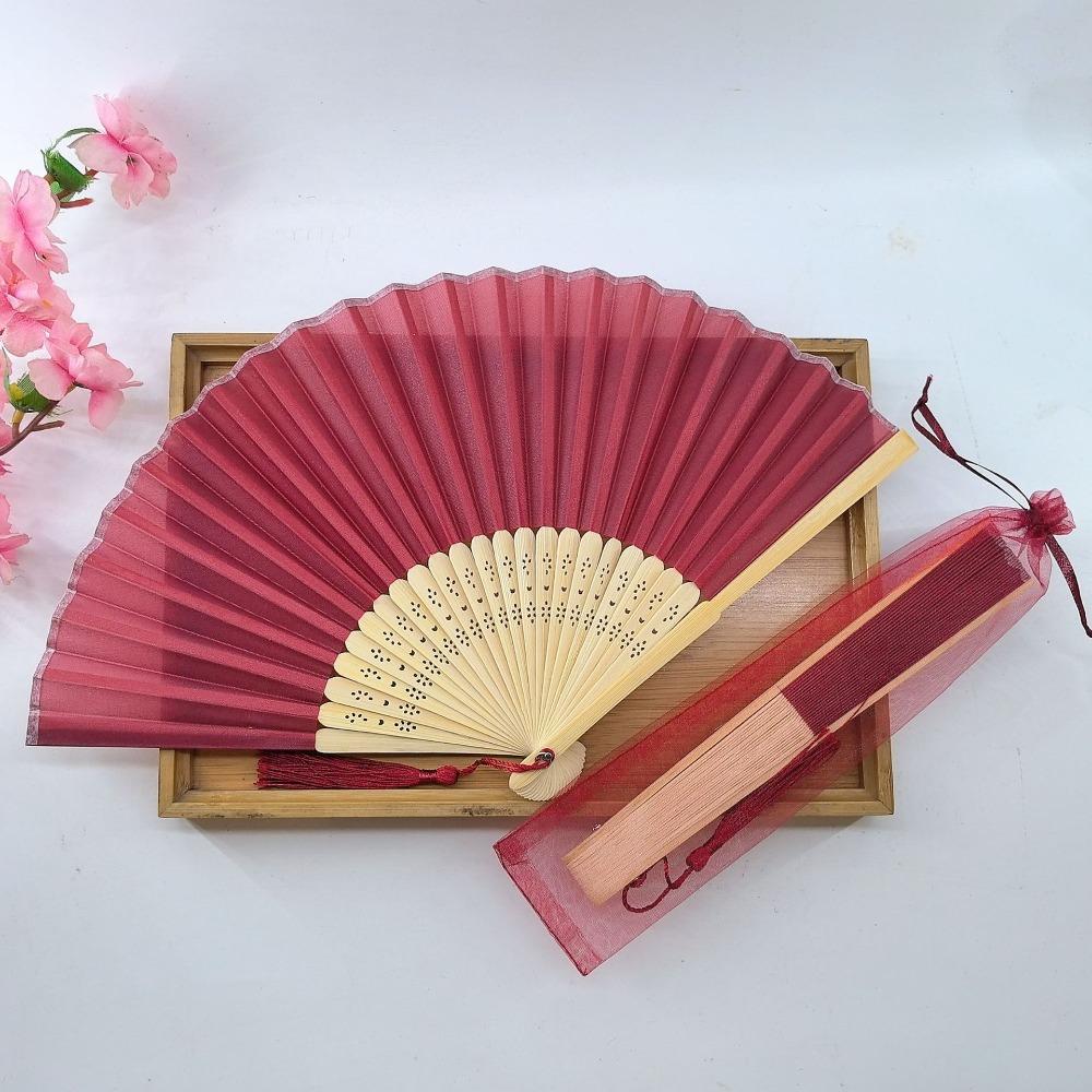Cooling Tool Silk Hand Fan Chinese Style Hand Held Fan Fashionable Bamboo Hand Fan Wedding Favors