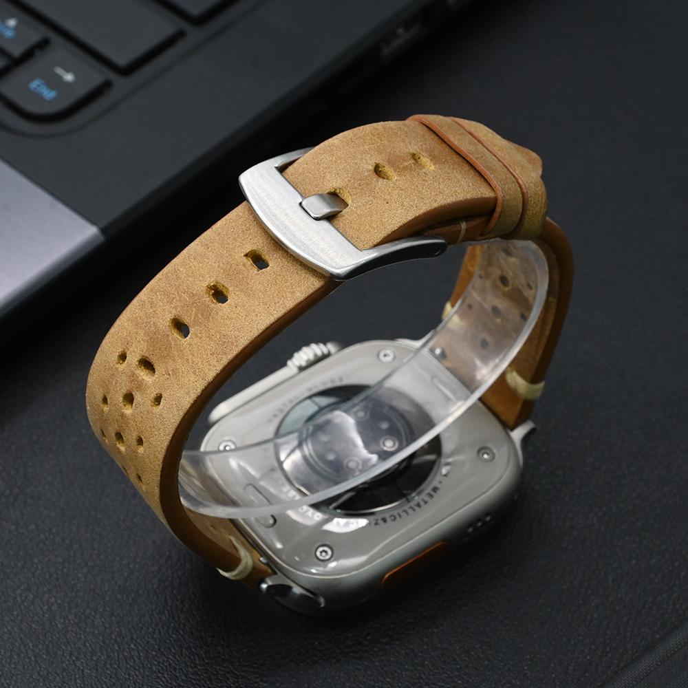 Деловой кожаный ремешок для Apple Watch Ultra 2 49 мм 10 46 мм 42 мм Мужские роскошные ремешки для IWatch 9 8 7 6 5 4 SE 41 мм 40 38 44 мм 45 мм