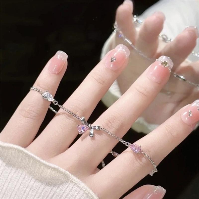 Sweet Shiny Bow Bracelet Women'S Temperament Bowknot Adjustable Bracelet