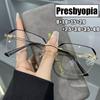 Fashion Trend Diamond-cut Reading Glasses for Women Men Luxury Rimless Round Far Sight Eyewear Anti Blue Light Hyperopia Glasses