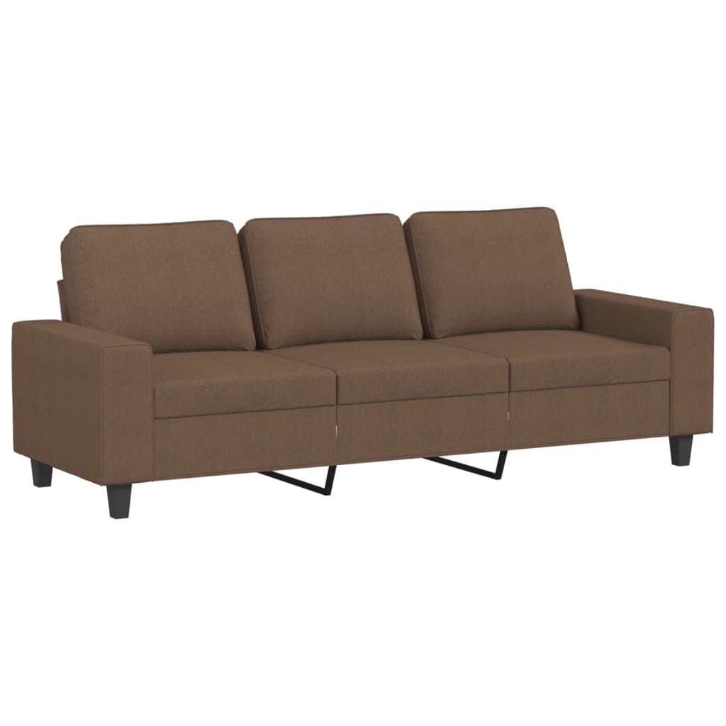 3 Seater Sofa with Ottoman Brown 180 cm Fabric