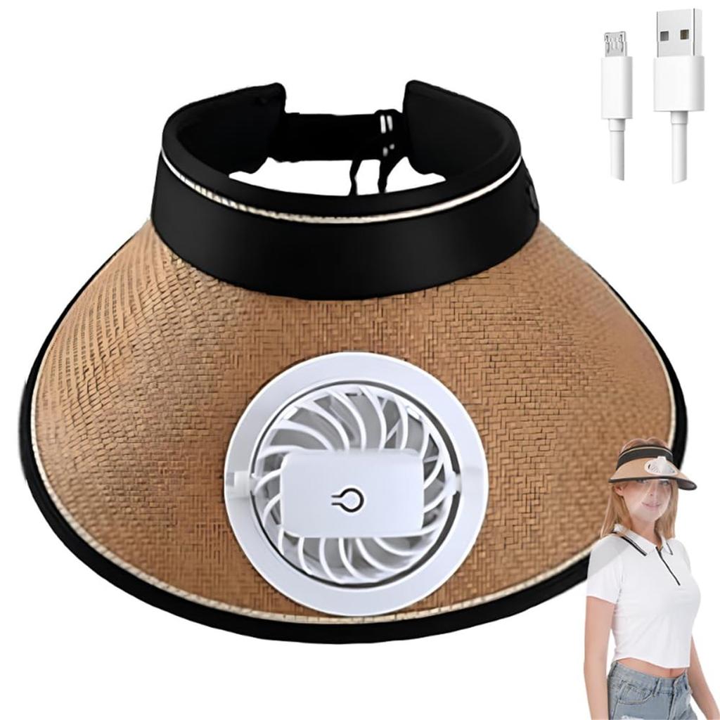 New Ultralight Solar Fan Sun Hat, UV Visor Hat With Rechargeable Fan, Beach Hat Adjustable Unisex Summer Hat