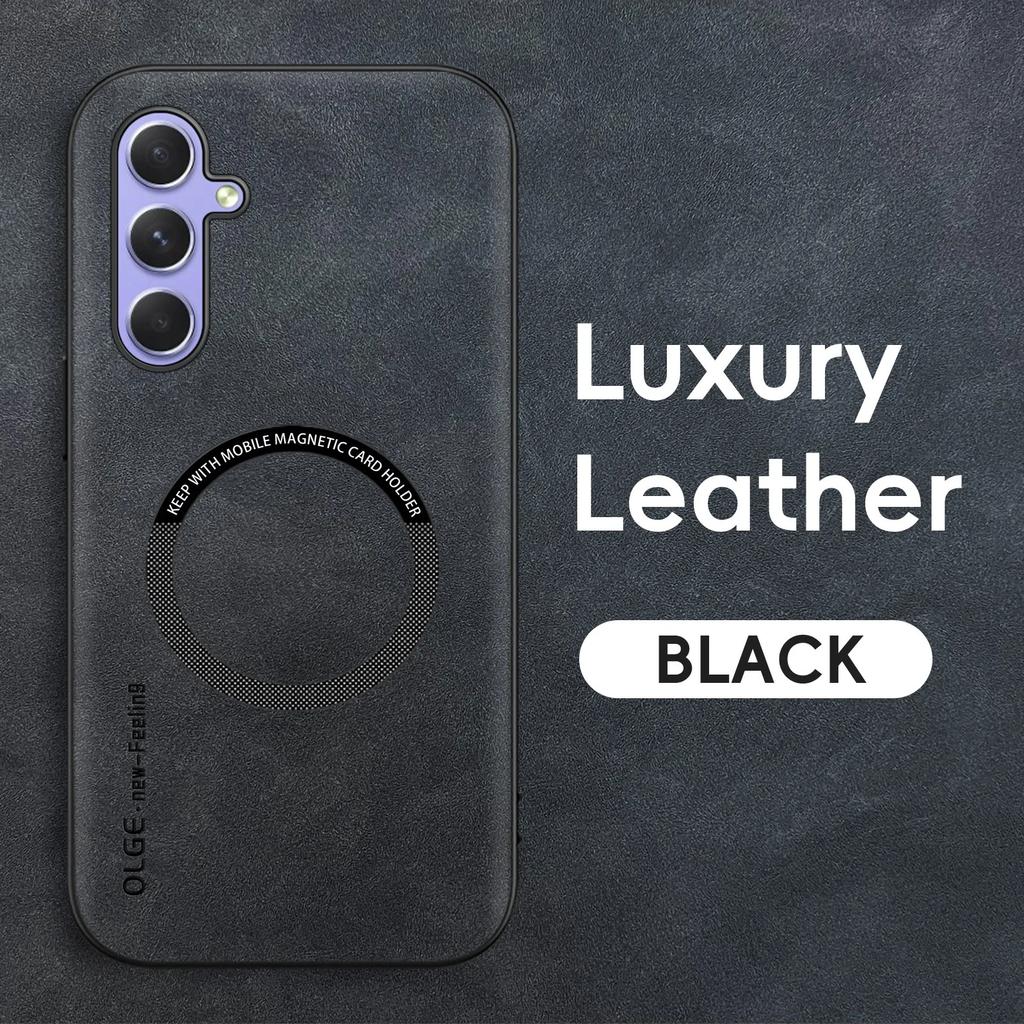 Роскошный кожаный магнитный чехол для Samsung Galaxy A55 5G A35 A54 A34 A14 A24 A53 A33 A13 A52S A32 A12 A51 Чехол из овчины и силикона