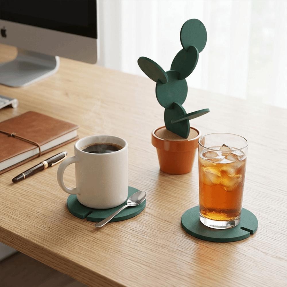6Pcs Lightweight Heat Insulation Coaster Vivid Plant Shaped Drink Anti-scald Pad Table Decorative